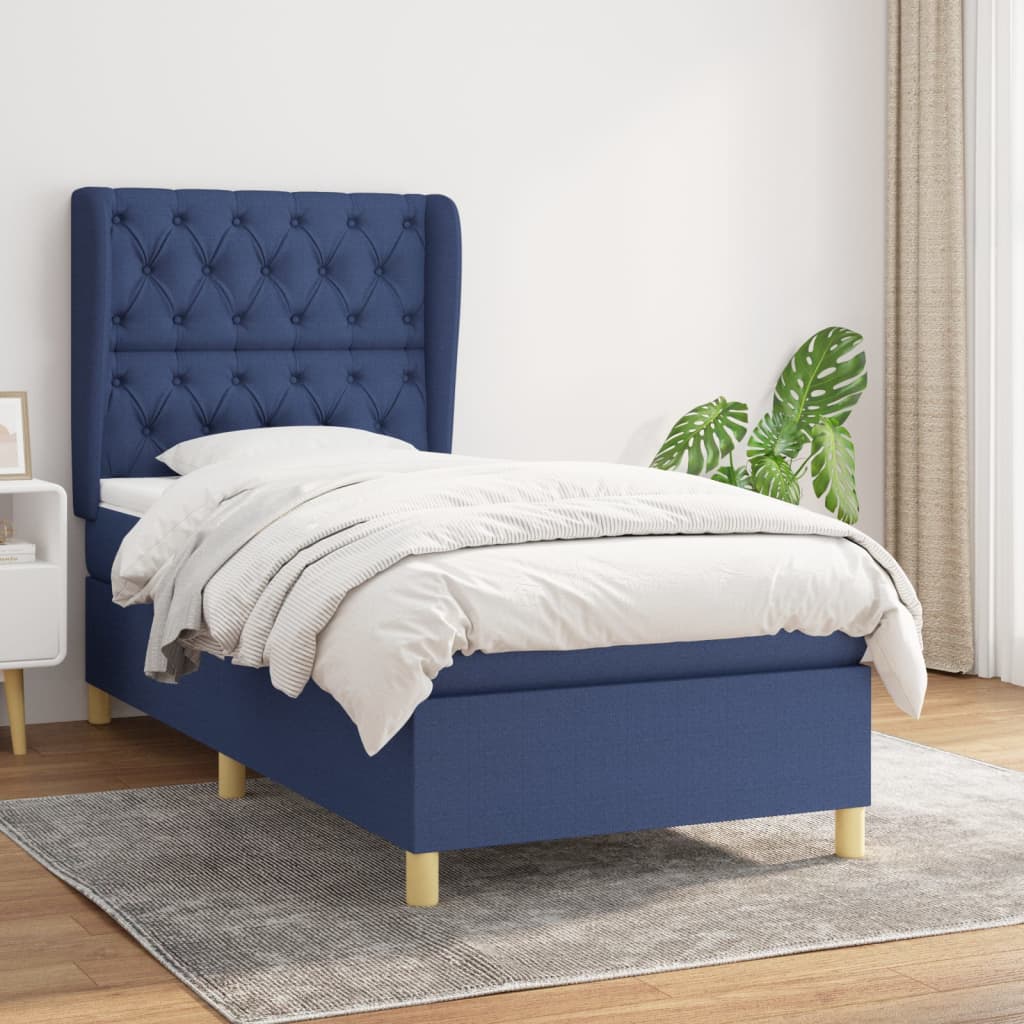 Boxspring met matras stof blauw 80x200 cm is nu te koop bij PeponiXL, paradijselijk wonen!
