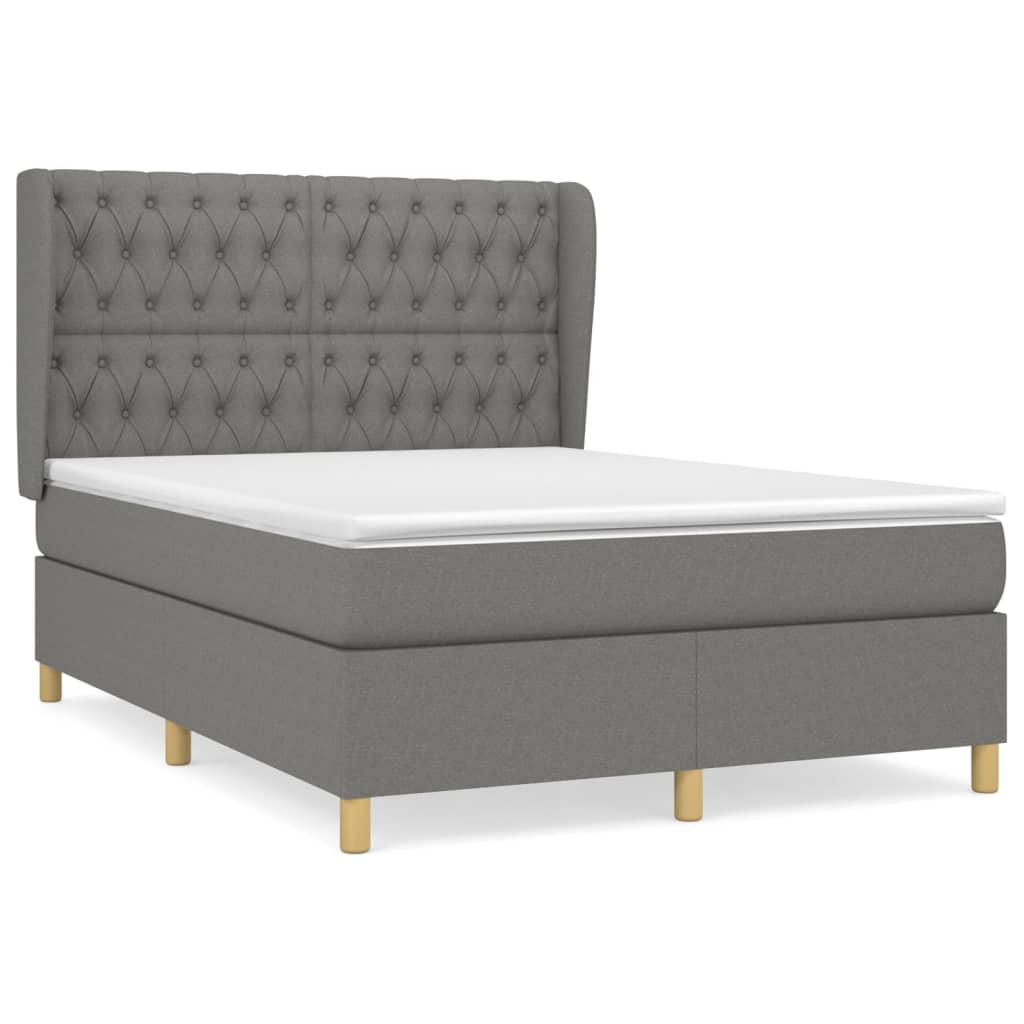 Boxspring met matras stof donkergrijs 140x190 cm is nu te koop bij PeponiXL, paradijselijk wonen!