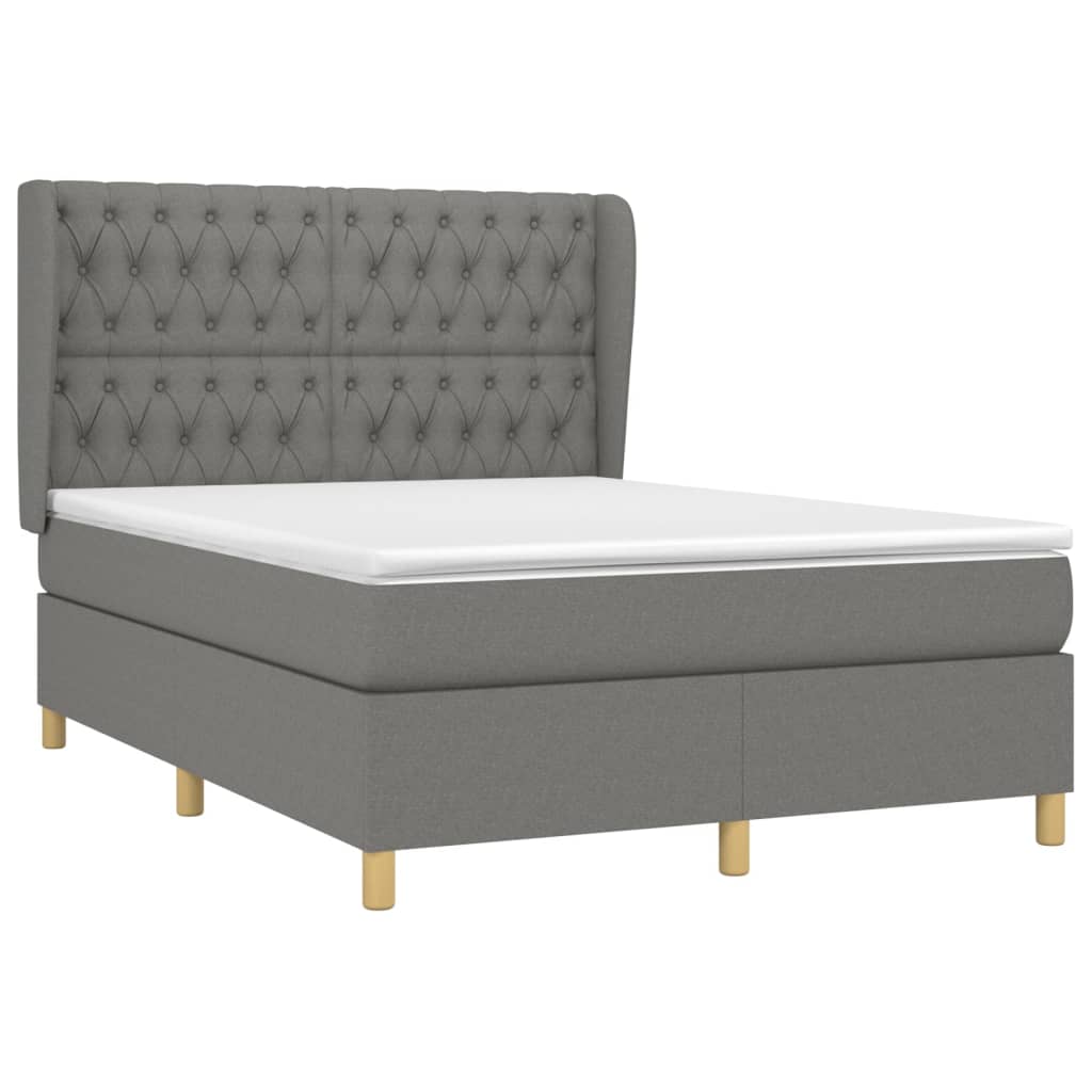 Boxspring met matras stof donkergrijs 140x190 cm is nu te koop bij PeponiXL, paradijselijk wonen!