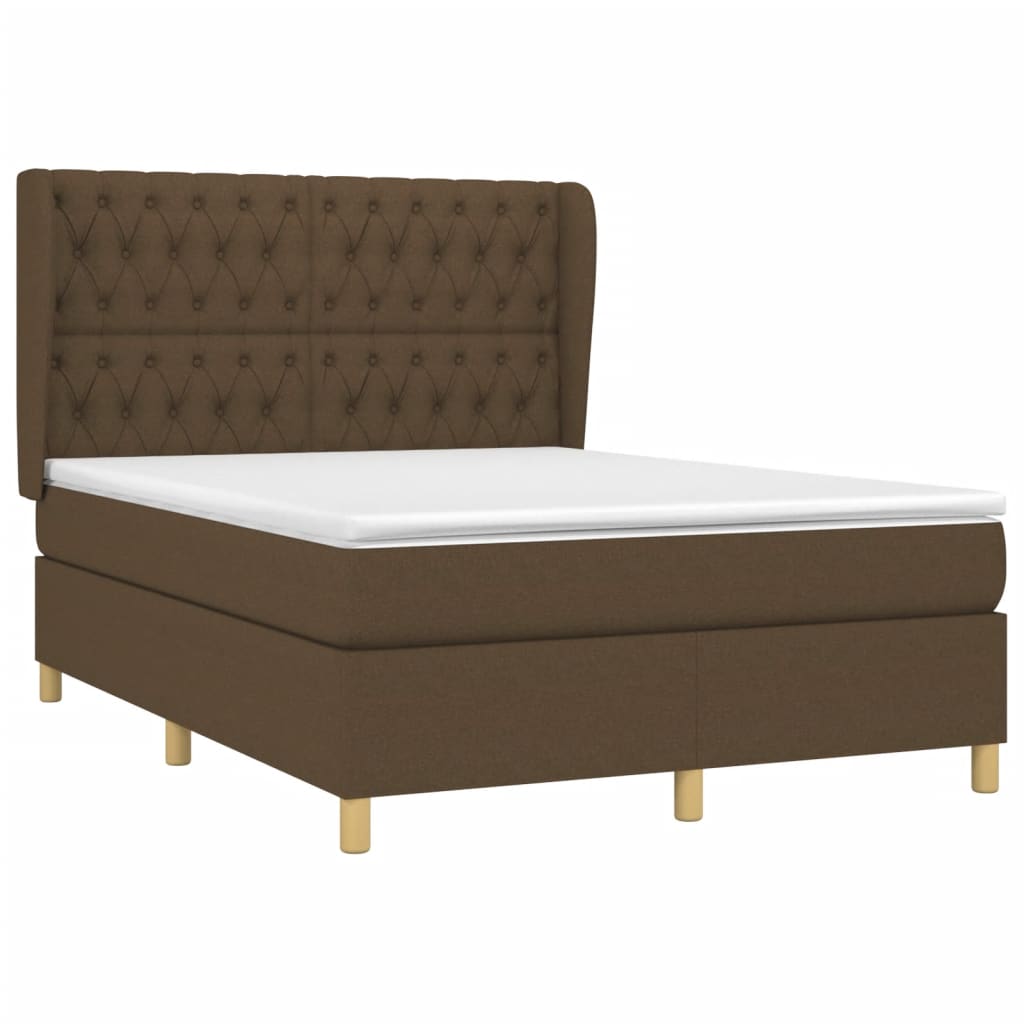 Boxspring met matras stof donkerbruin 140x190 cm is nu te koop bij PeponiXL, paradijselijk wonen!