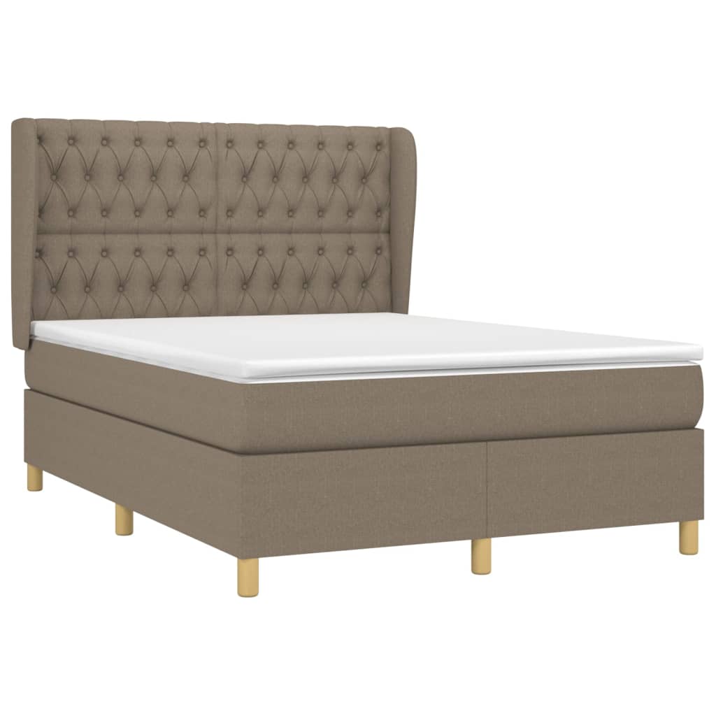 Boxspring met matras stof taupe 140x190 cm is nu te koop bij PeponiXL, paradijselijk wonen!
