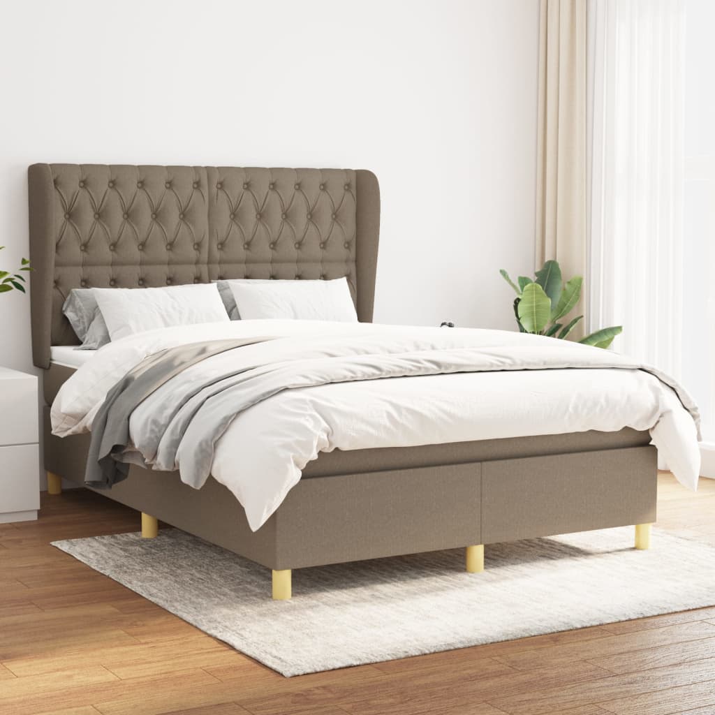 Boxspring met matras stof taupe 140x190 cm is nu te koop bij PeponiXL, paradijselijk wonen!