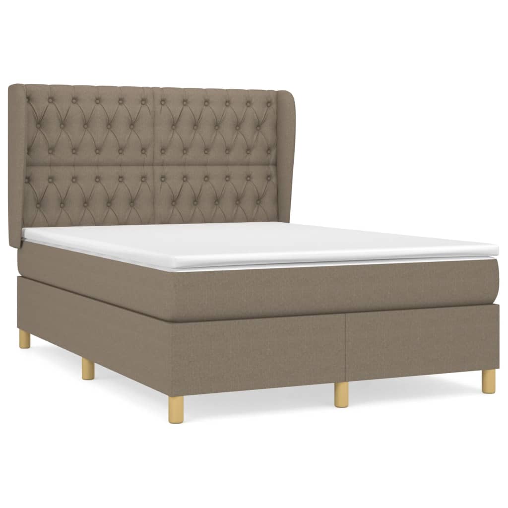 Boxspring met matras stof taupe 140x200 cm is nu te koop bij PeponiXL, paradijselijk wonen!