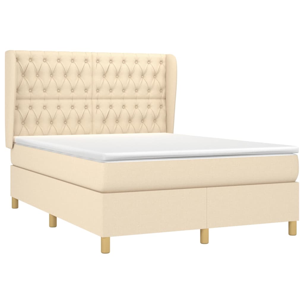 Boxspring met matras stof crèmekleurig 140x200 cm is nu te koop bij PeponiXL, paradijselijk wonen!