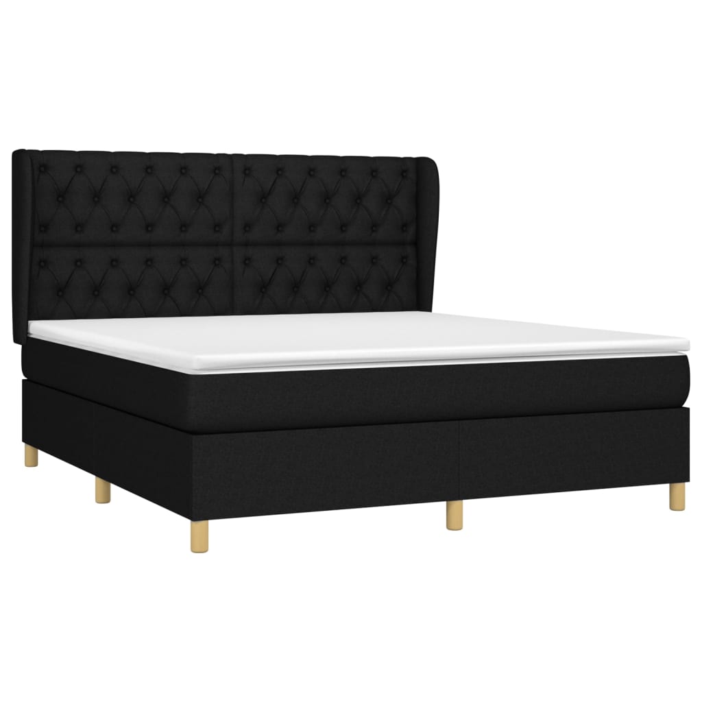 Boxspring met matras stof zwart 160x200 cm is nu te koop bij PeponiXL, paradijselijk wonen!