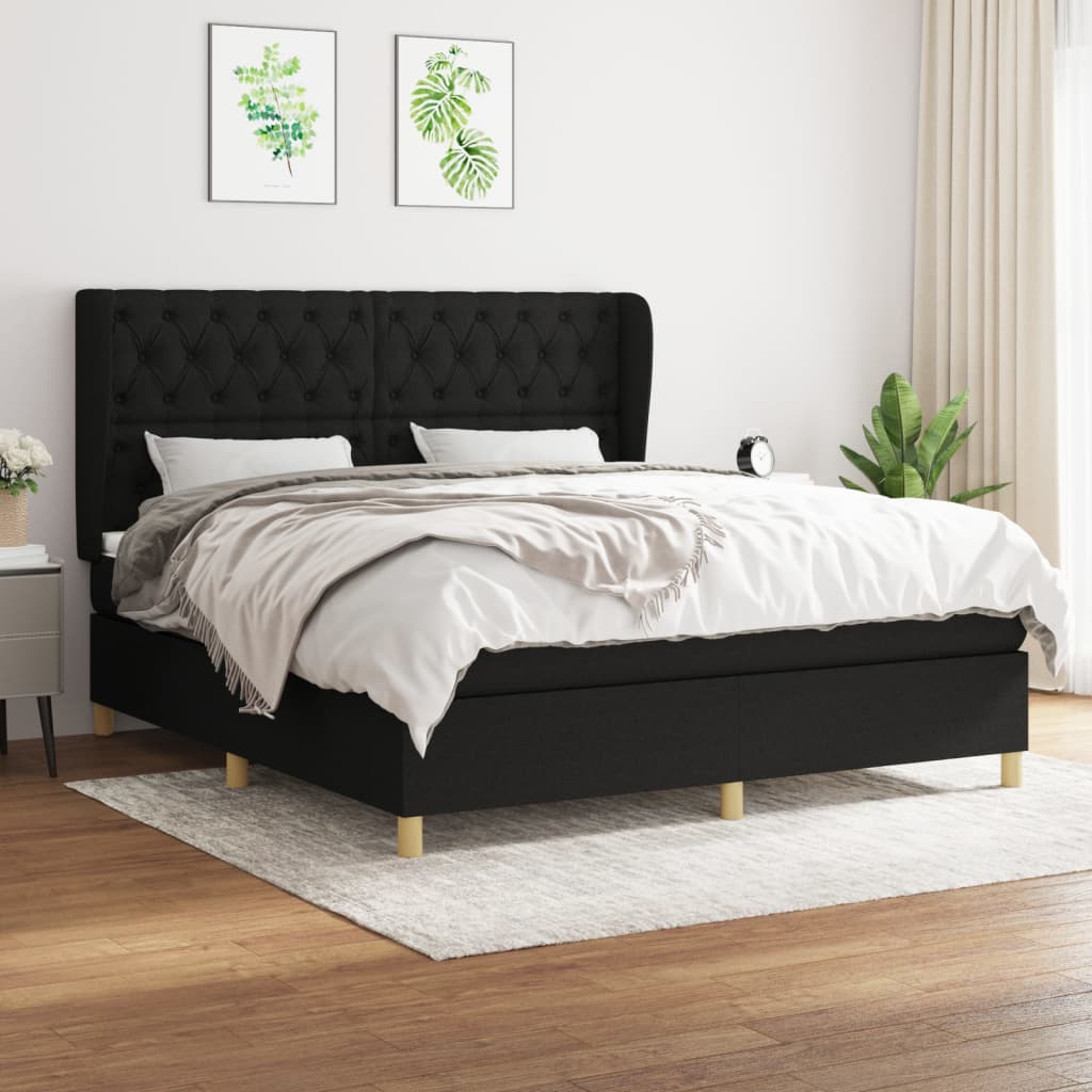 Boxspring met matras stof zwart 160x200 cm is nu te koop bij PeponiXL, paradijselijk wonen!