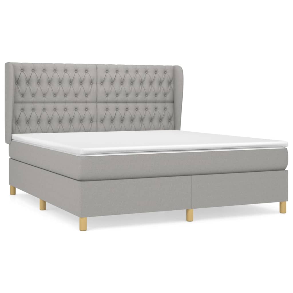 Boxspring met matras stof lichtgrijs 180x200 cm is nu te koop bij PeponiXL, paradijselijk wonen!