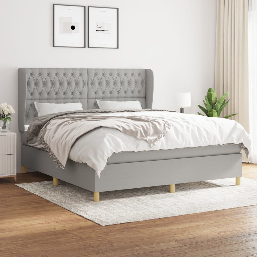 Boxspring met matras stof lichtgrijs 180x200 cm is nu te koop bij PeponiXL, paradijselijk wonen!