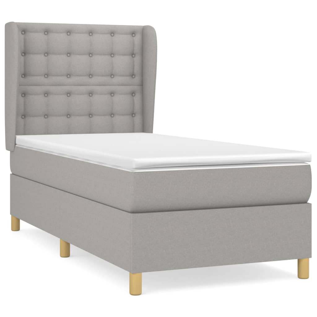 Boxspring met matras stof lichtgrijs 90x200 cm is nu te koop bij PeponiXL, paradijselijk wonen!