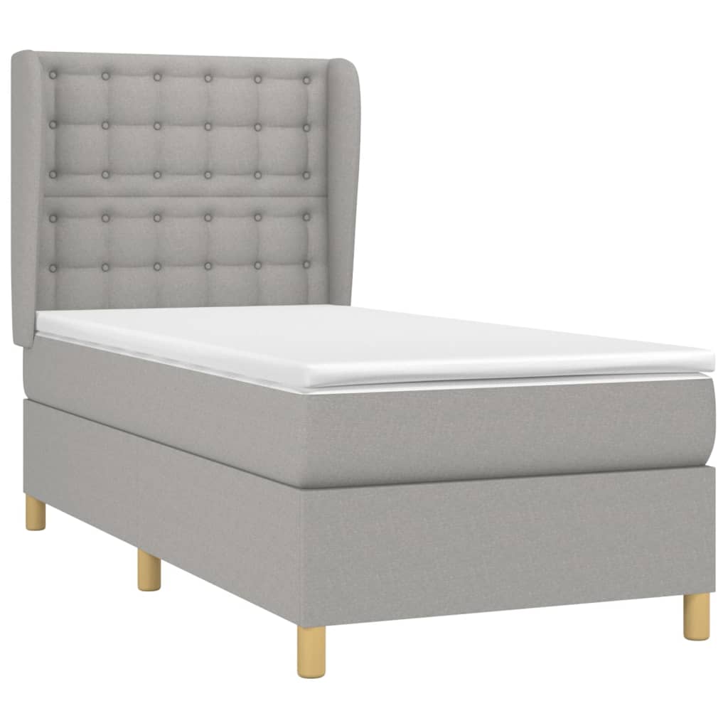Boxspring met matras stof lichtgrijs 90x200 cm is nu te koop bij PeponiXL, paradijselijk wonen!