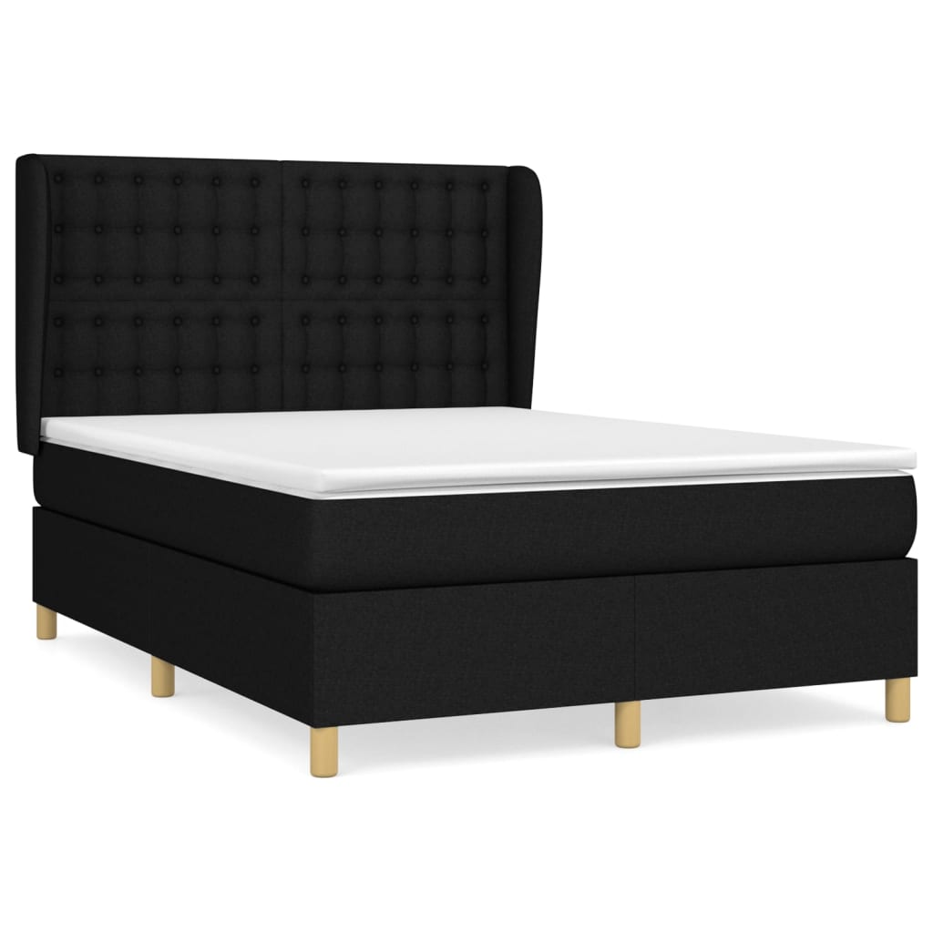 Boxspring met matras stof zwart 140x200 cm is nu te koop bij PeponiXL, paradijselijk wonen!
