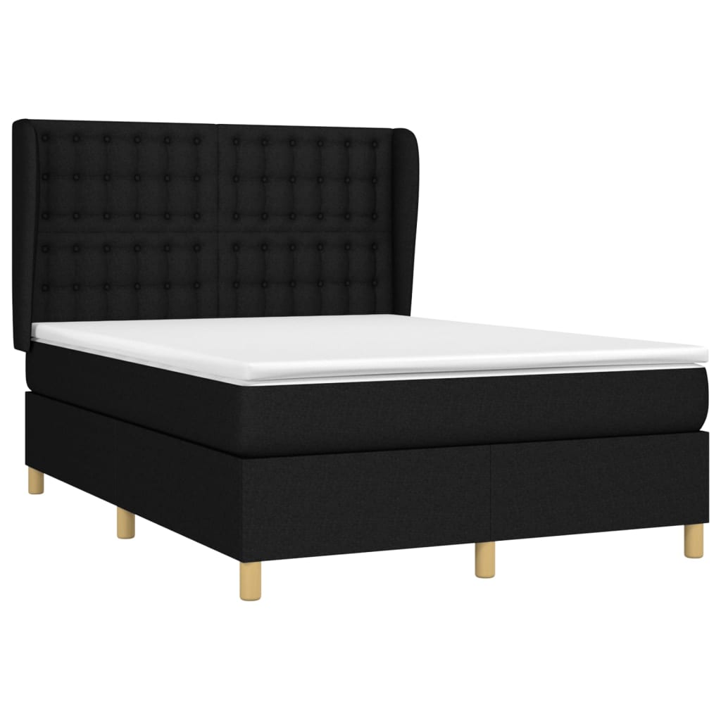 Boxspring met matras stof zwart 140x200 cm is nu te koop bij PeponiXL, paradijselijk wonen!