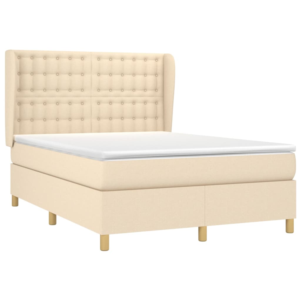 Boxspring met matras stof crèmekleurig 140x200 cm is nu te koop bij PeponiXL, paradijselijk wonen!