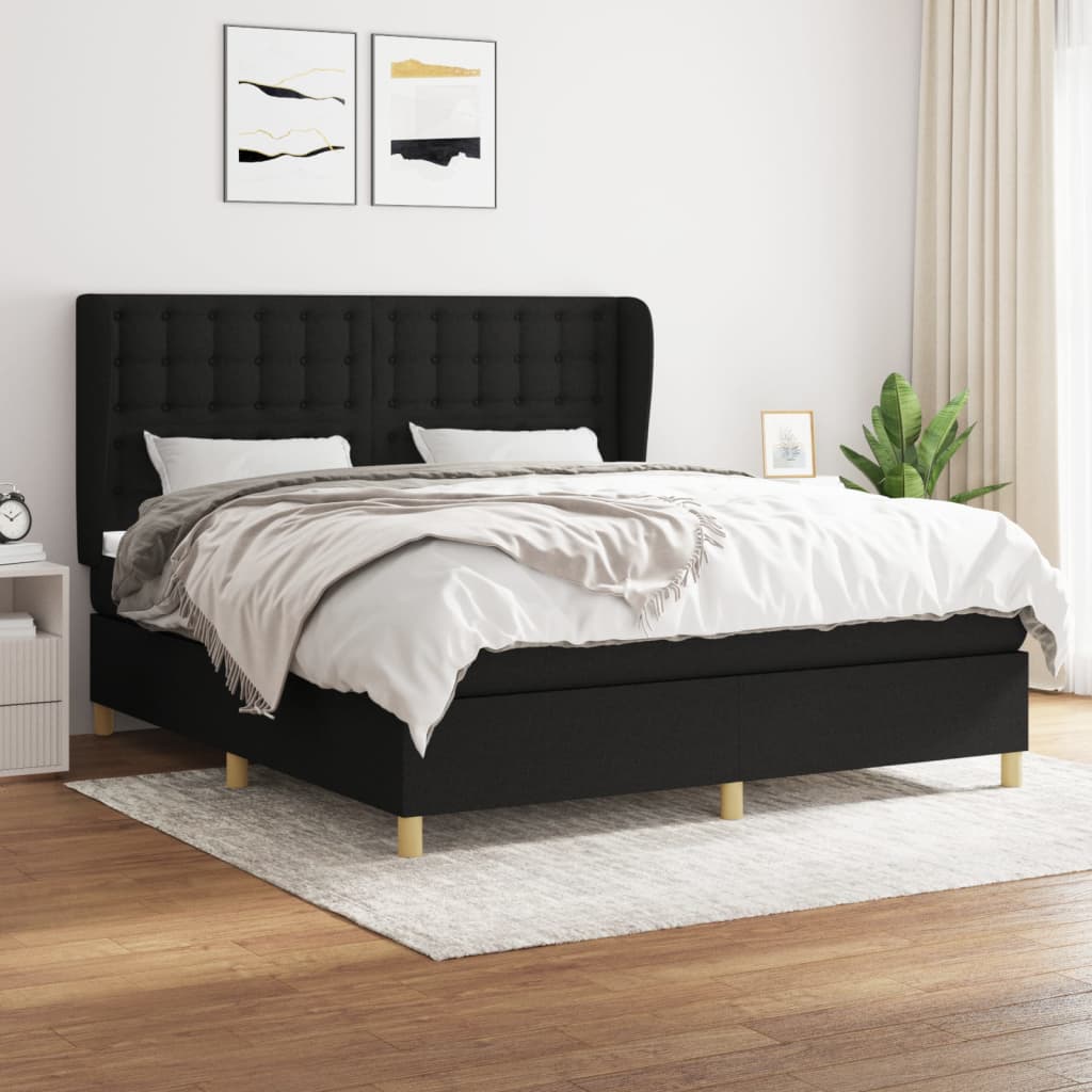 Boxspring met matras stof zwart 160x200 cm is nu te koop bij PeponiXL, paradijselijk wonen!
