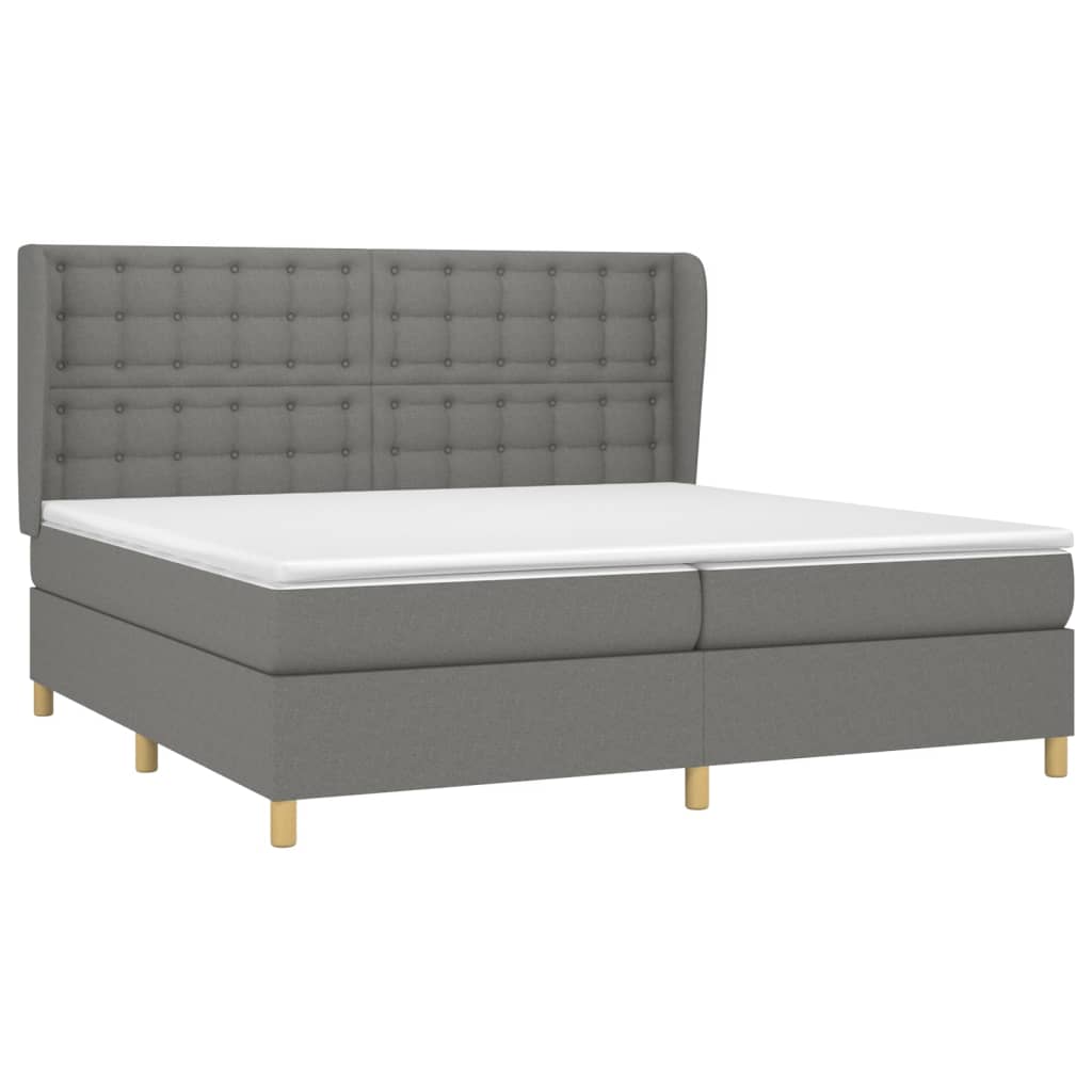 Boxspring met matras stof donkergrijs 200x200 cm is nu te koop bij PeponiXL, paradijselijk wonen!