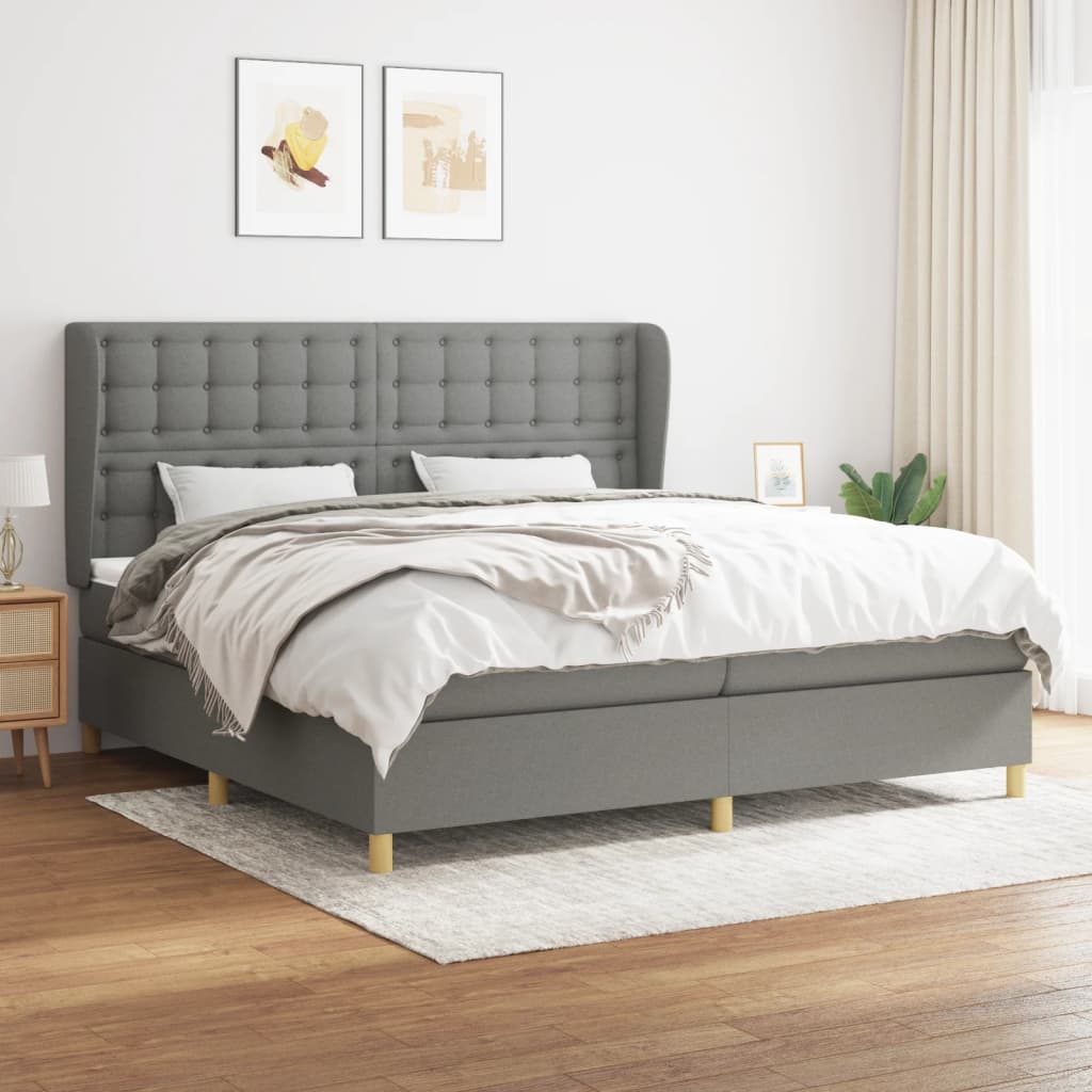 Boxspring met matras stof donkergrijs 200x200 cm is nu te koop bij PeponiXL, paradijselijk wonen!