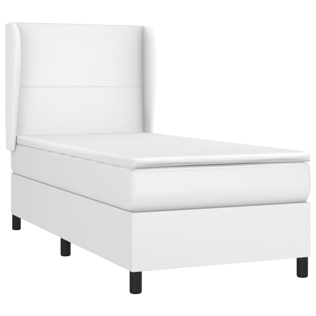 Boxspring met matras kunstleer wit 100x200 cm is nu te koop bij PeponiXL, paradijselijk wonen!