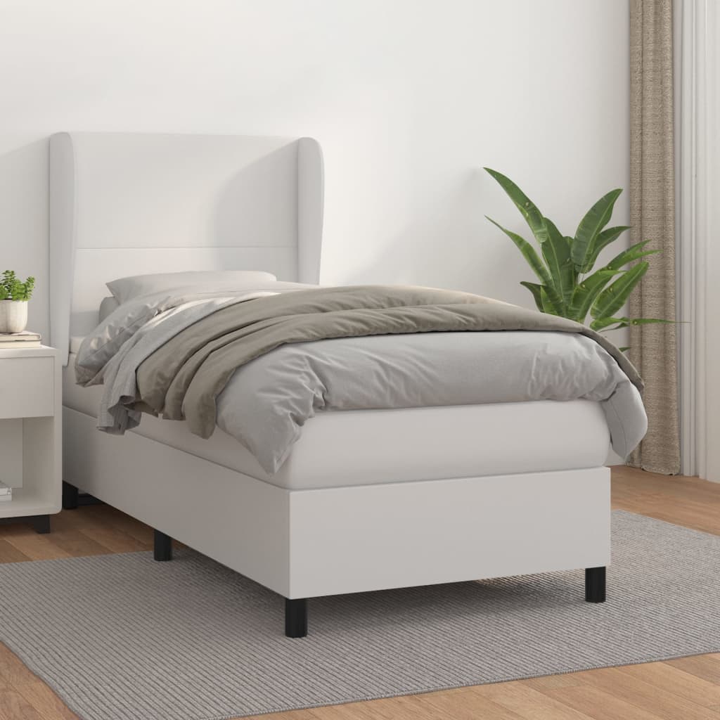 Boxspring met matras kunstleer wit 100x200 cm is nu te koop bij PeponiXL, paradijselijk wonen!