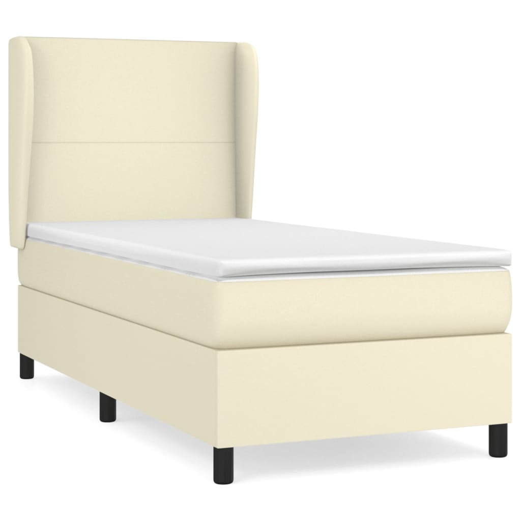 Boxspring met matras kunstleer crèmekleurig 100x200 cm is nu te koop bij PeponiXL, paradijselijk wonen!