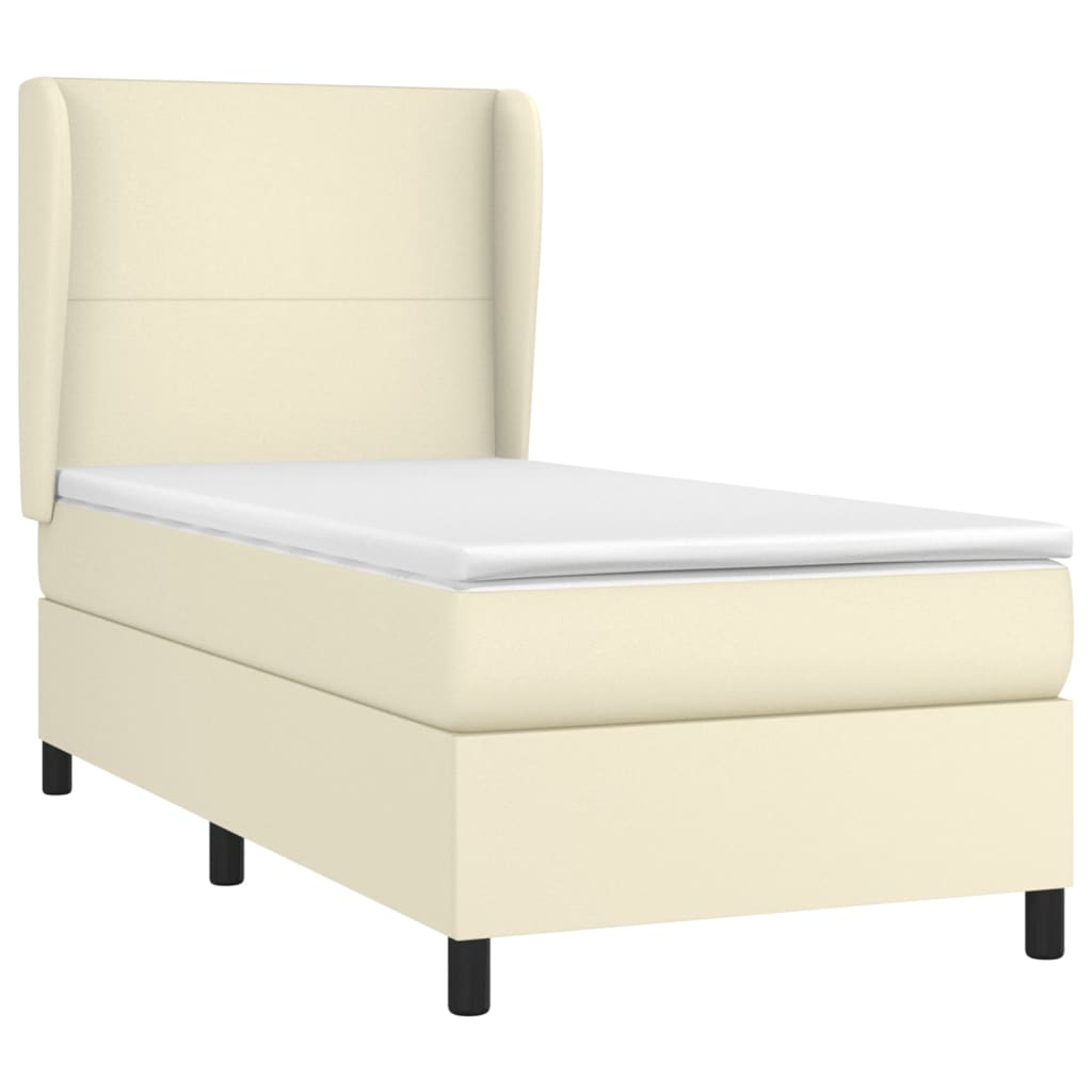 Boxspring met matras kunstleer crèmekleurig 100x200 cm is nu te koop bij PeponiXL, paradijselijk wonen!