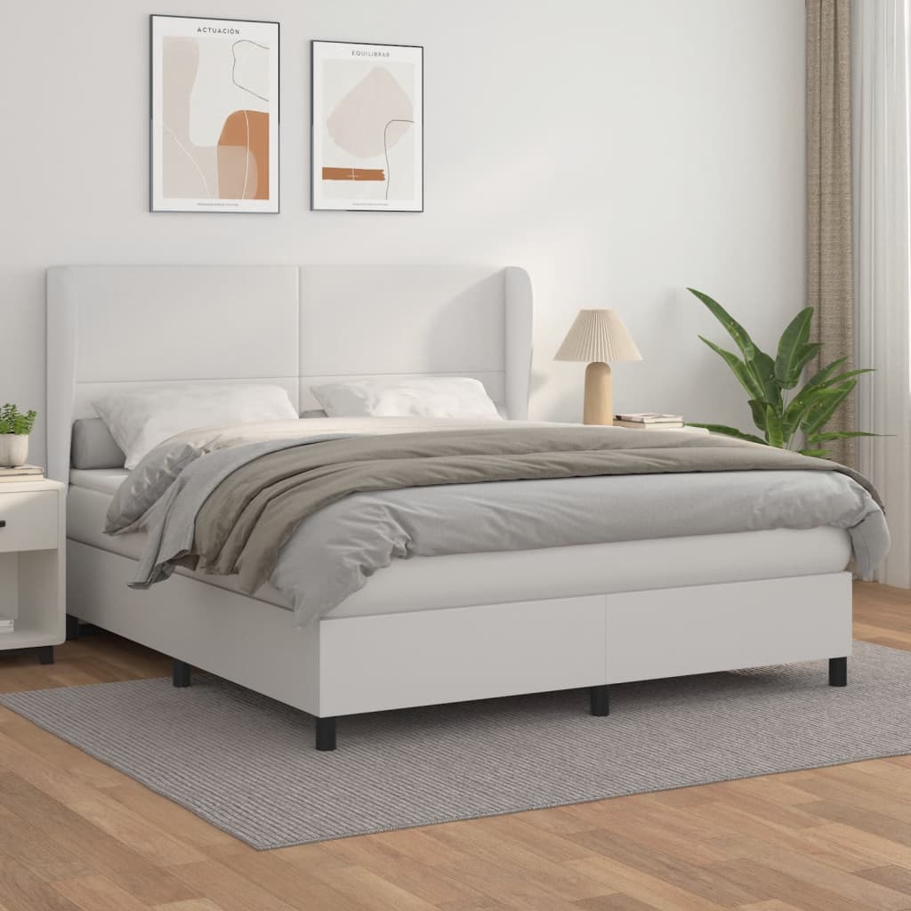 Boxspring met matras kunstleer wit 160x200 cm is nu te koop bij PeponiXL, paradijselijk wonen!