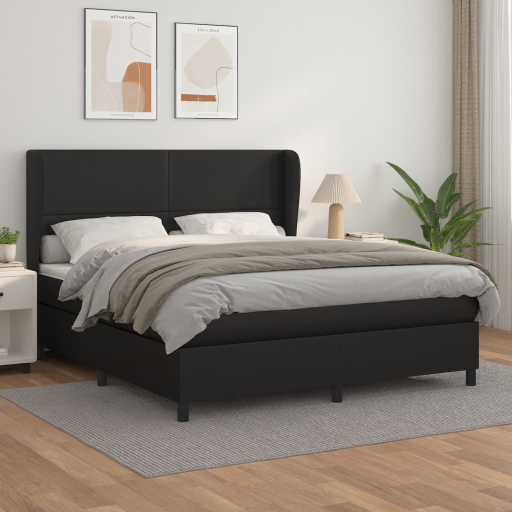 Boxspring met matras kunstleer zwart 180x200 cm is nu te koop bij PeponiXL, paradijselijk wonen!