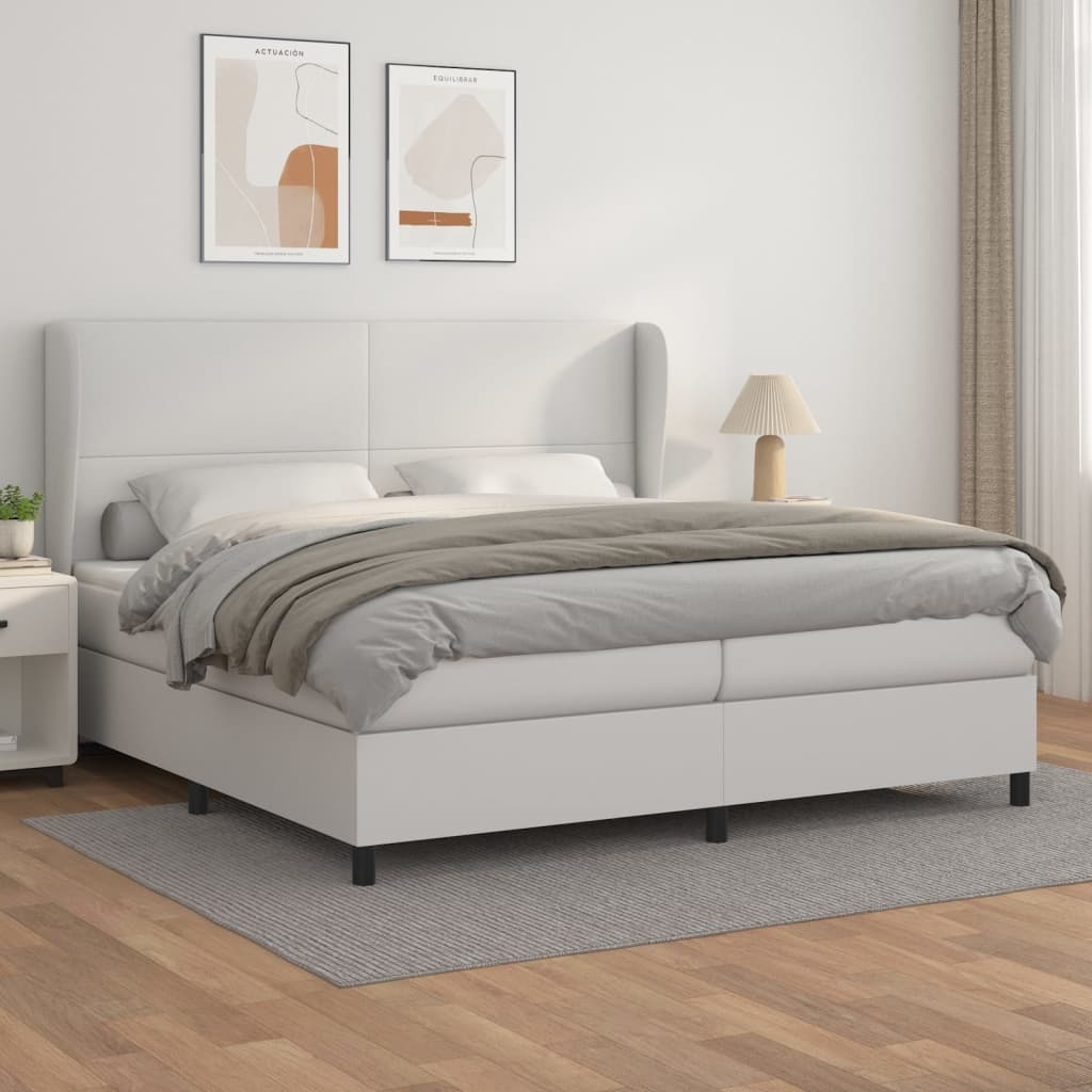 Boxspring met matras kunstleer wit 200x200 cm is nu te koop bij PeponiXL, paradijselijk wonen!