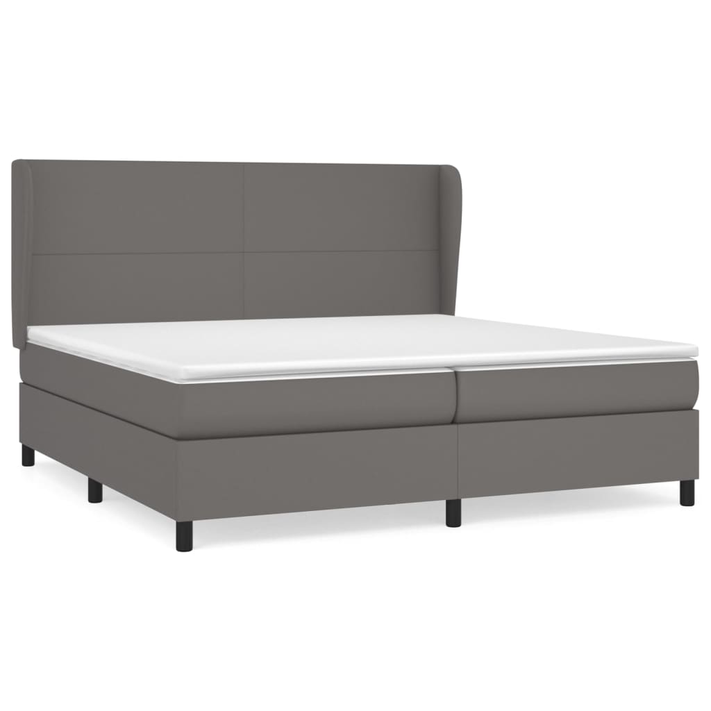 Boxspring met matras kunstleer grijs 200x200 cm is nu te koop bij PeponiXL, paradijselijk wonen!