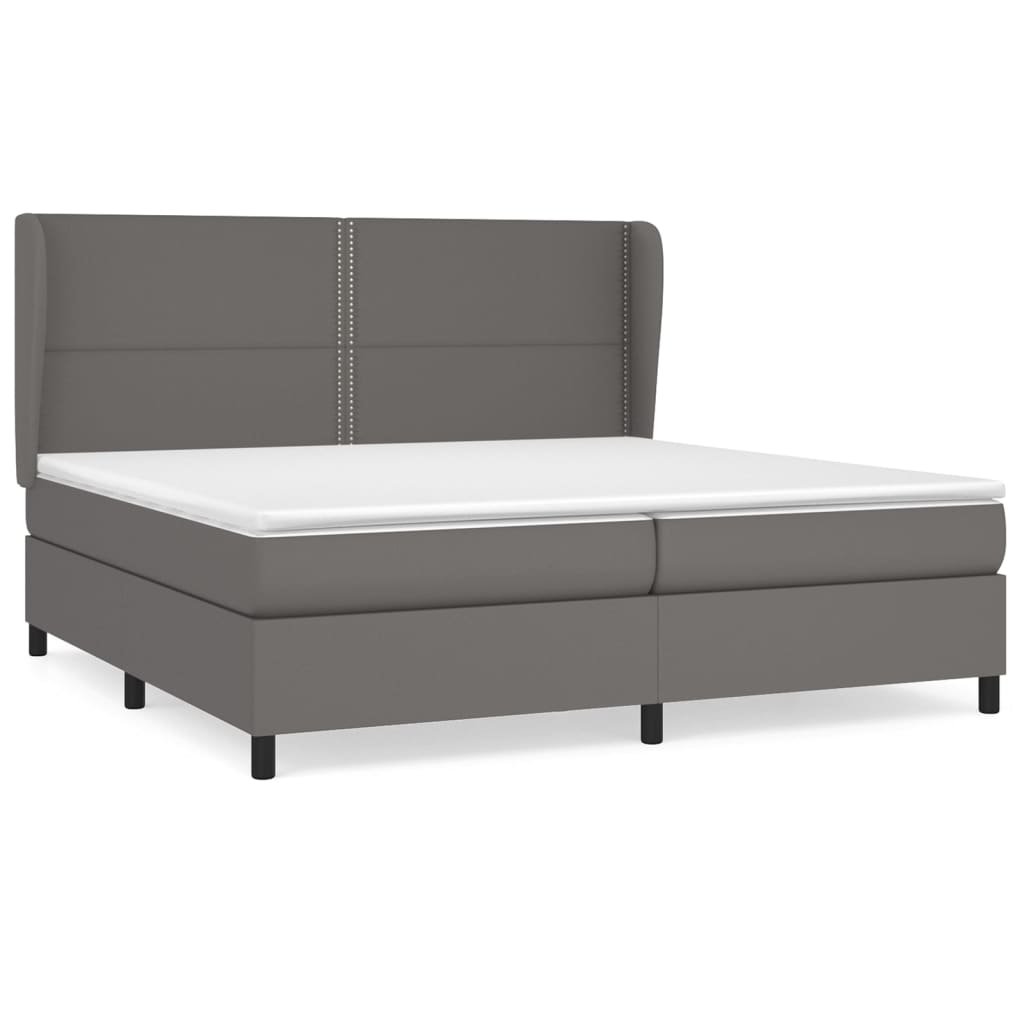 Boxspring met matras kunstleer grijs 200x200 cm is nu te koop bij PeponiXL, paradijselijk wonen!