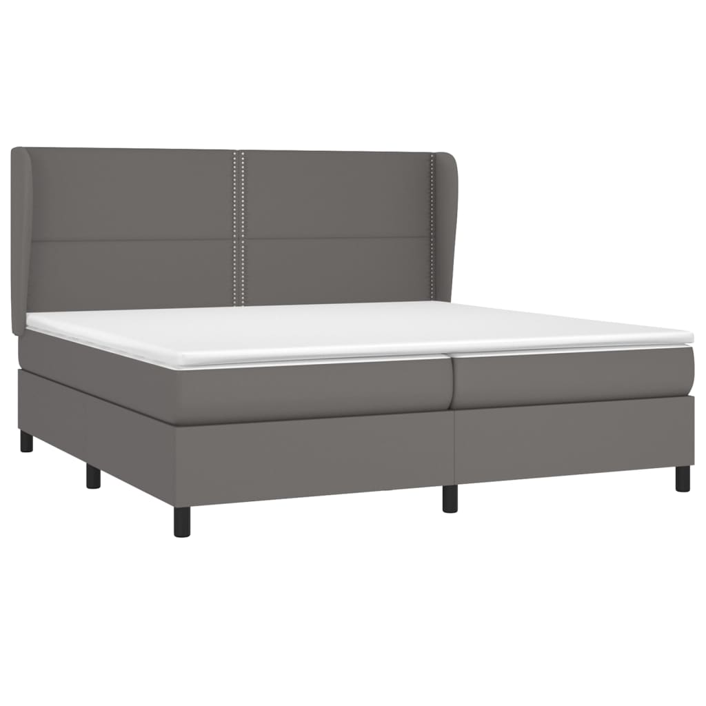 Boxspring met matras kunstleer grijs 200x200 cm is nu te koop bij PeponiXL, paradijselijk wonen!
