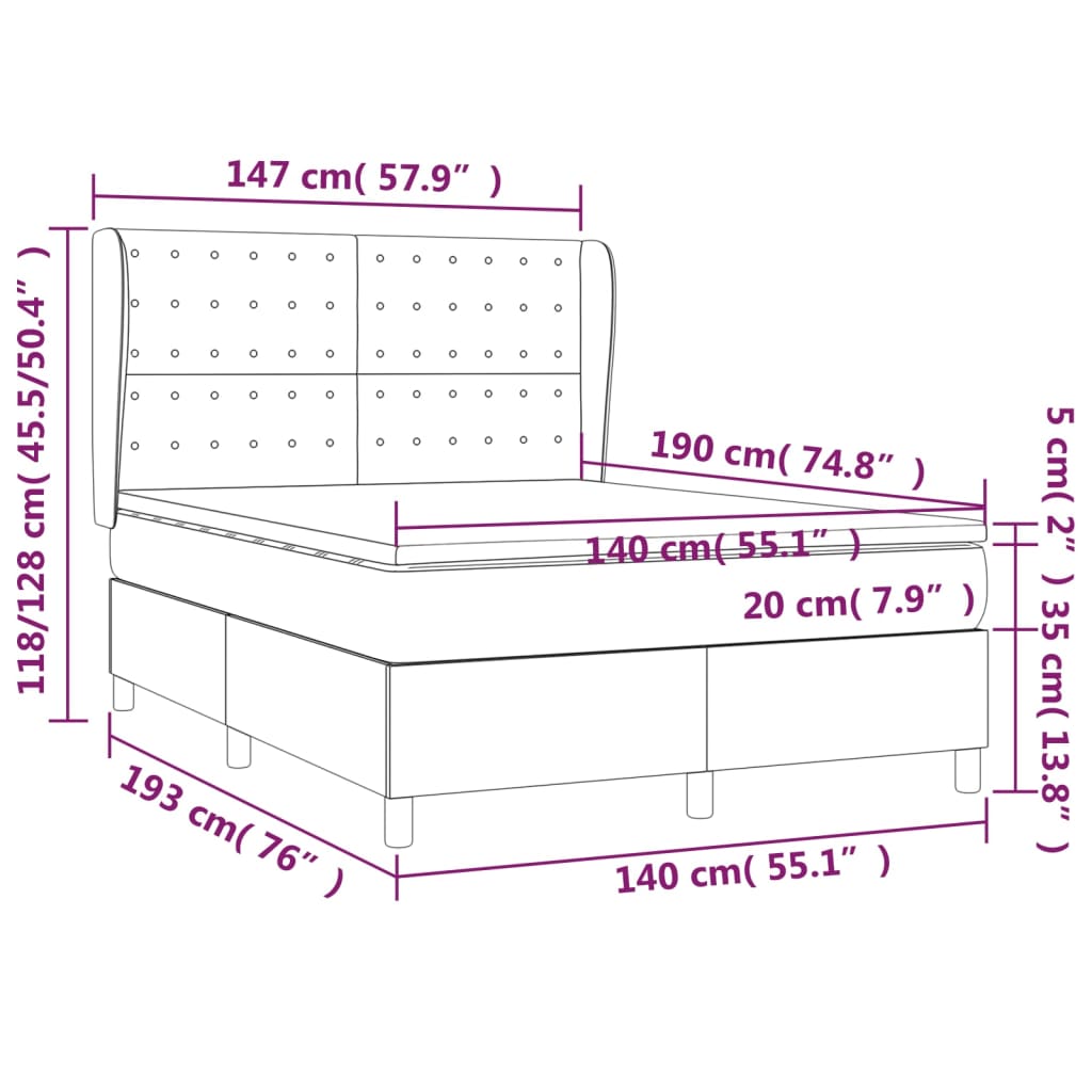 Boxspring met matras kunstleer zwart 140x190 cm is nu te koop bij PeponiXL, paradijselijk wonen!