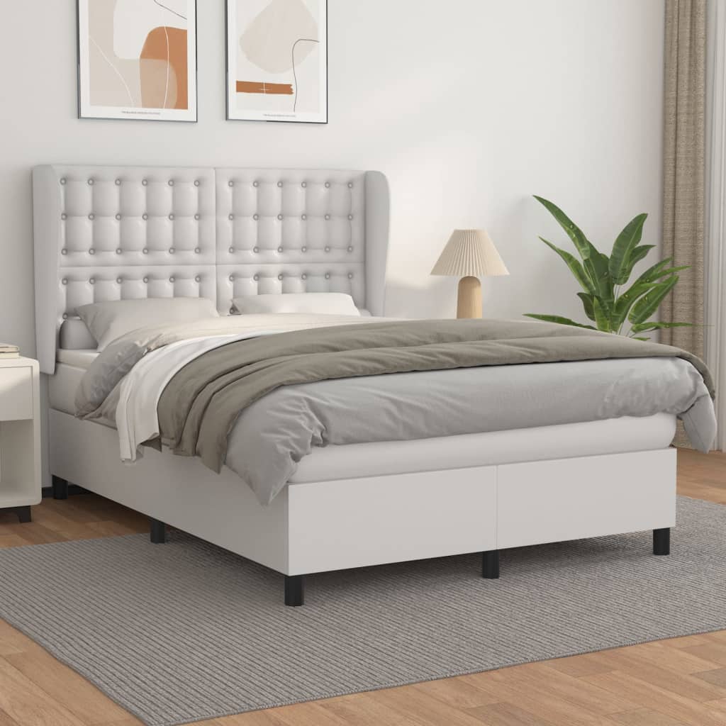 Boxspring met matras kunstleer wit 140x200 cm is nu te koop bij PeponiXL, paradijselijk wonen!