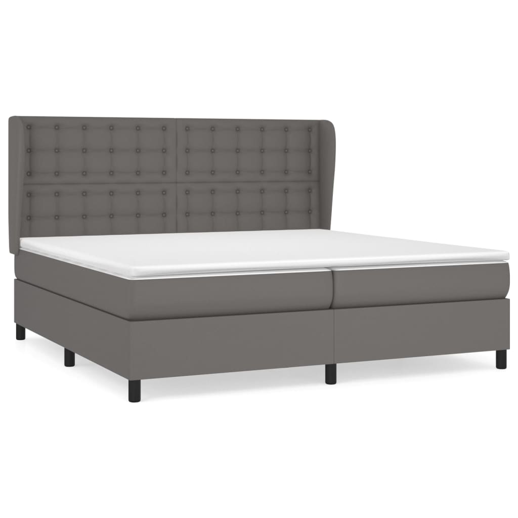Boxspring met matras kunstleer grijs 200x200 cm is nu te koop bij PeponiXL, paradijselijk wonen!
