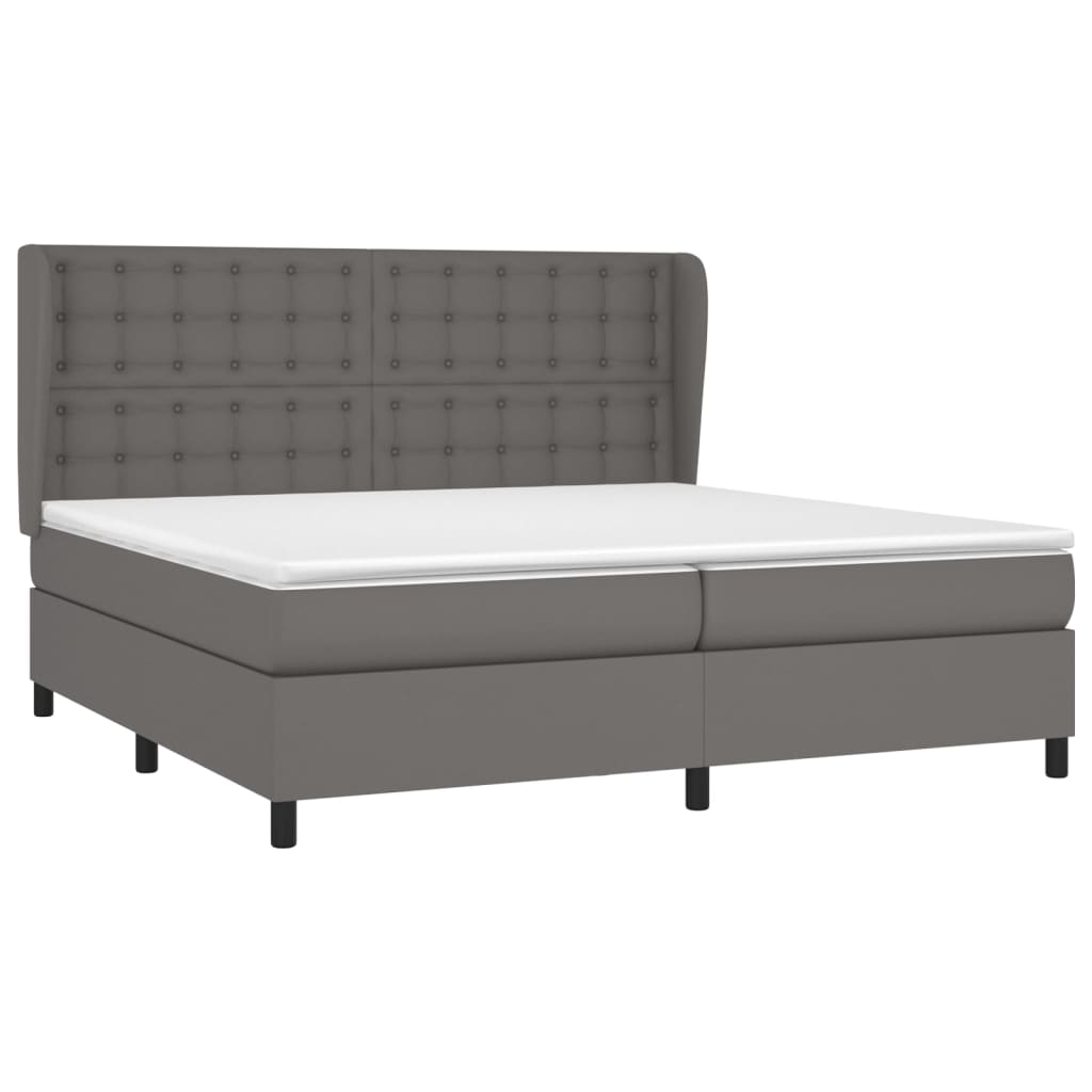 Boxspring met matras kunstleer grijs 200x200 cm is nu te koop bij PeponiXL, paradijselijk wonen!