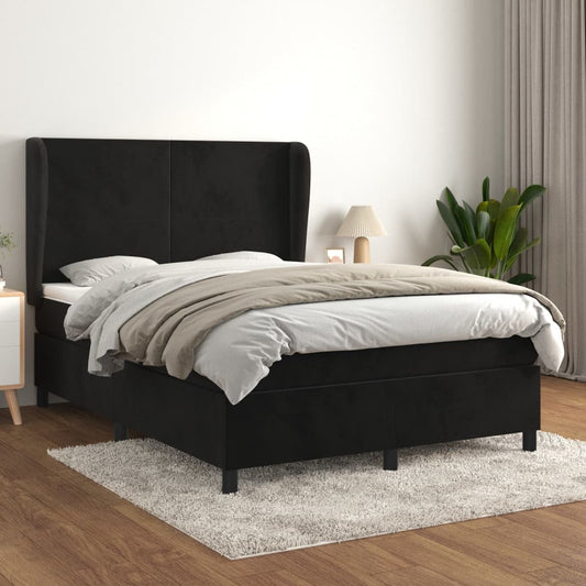 Boxspring met matras fluweel zwart 140x200 cm is nu te koop bij PeponiXL, paradijselijk wonen!