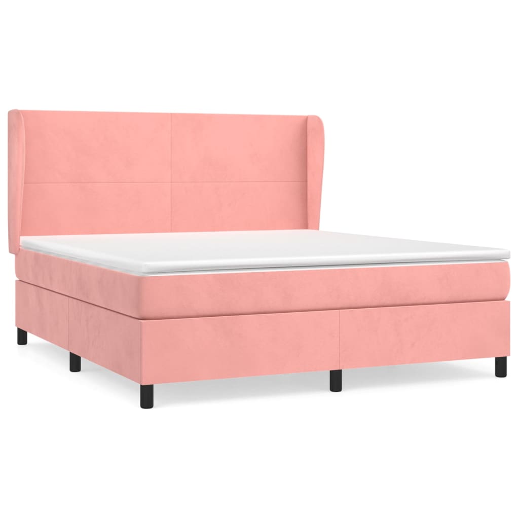 Boxspring met matras fluweel roze 160x200 cm is nu te koop bij PeponiXL, paradijselijk wonen!