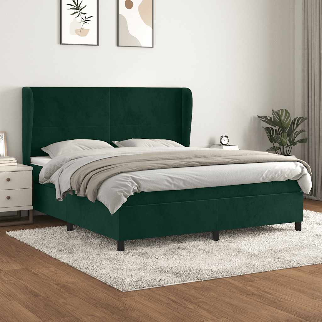 Boxspring met matras fluweel donkergroen 180x200 cm is nu te koop bij PeponiXL, paradijselijk wonen!