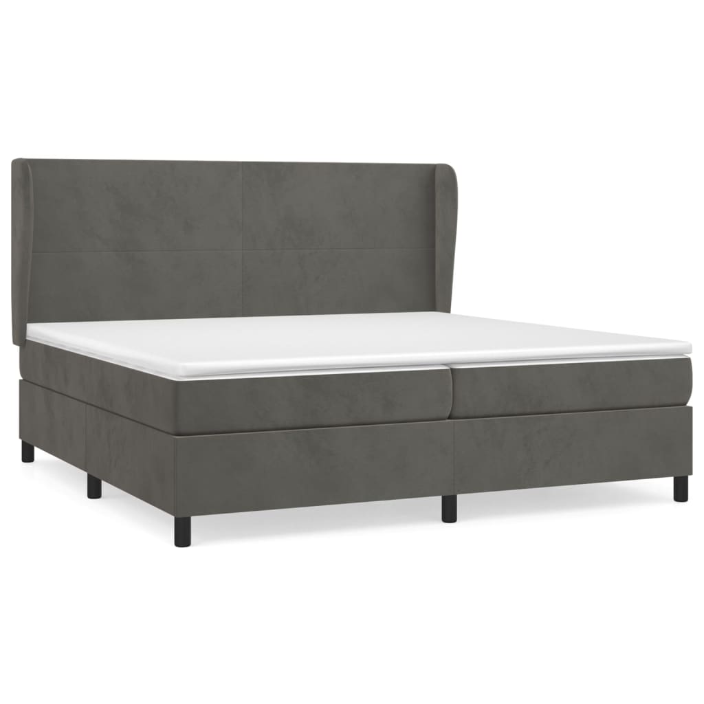 Boxspring met matras fluweel donkergrijs 200x200 cm is nu te koop bij PeponiXL, paradijselijk wonen!