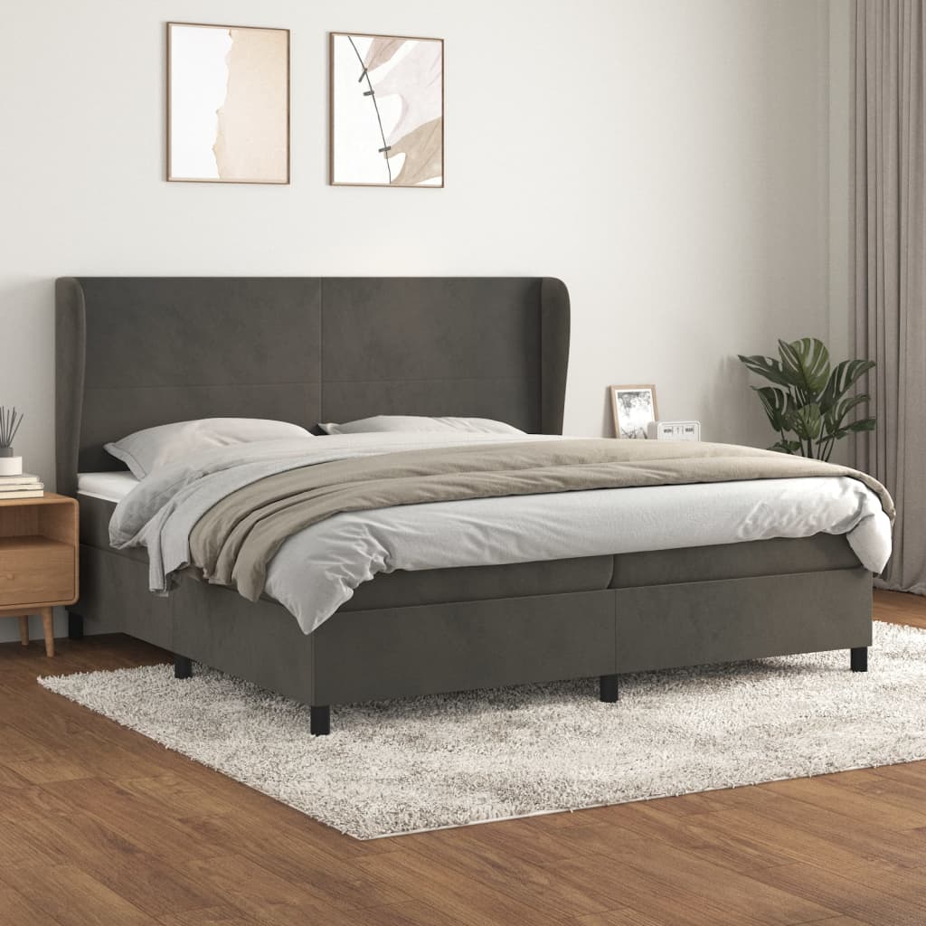Boxspring met matras fluweel donkergrijs 200x200 cm is nu te koop bij PeponiXL, paradijselijk wonen!