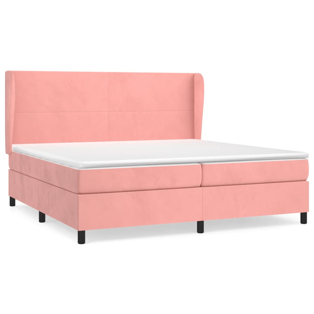 Boxspring met matras fluweel roze 200x200 cm is nu te koop bij PeponiXL, paradijselijk wonen!