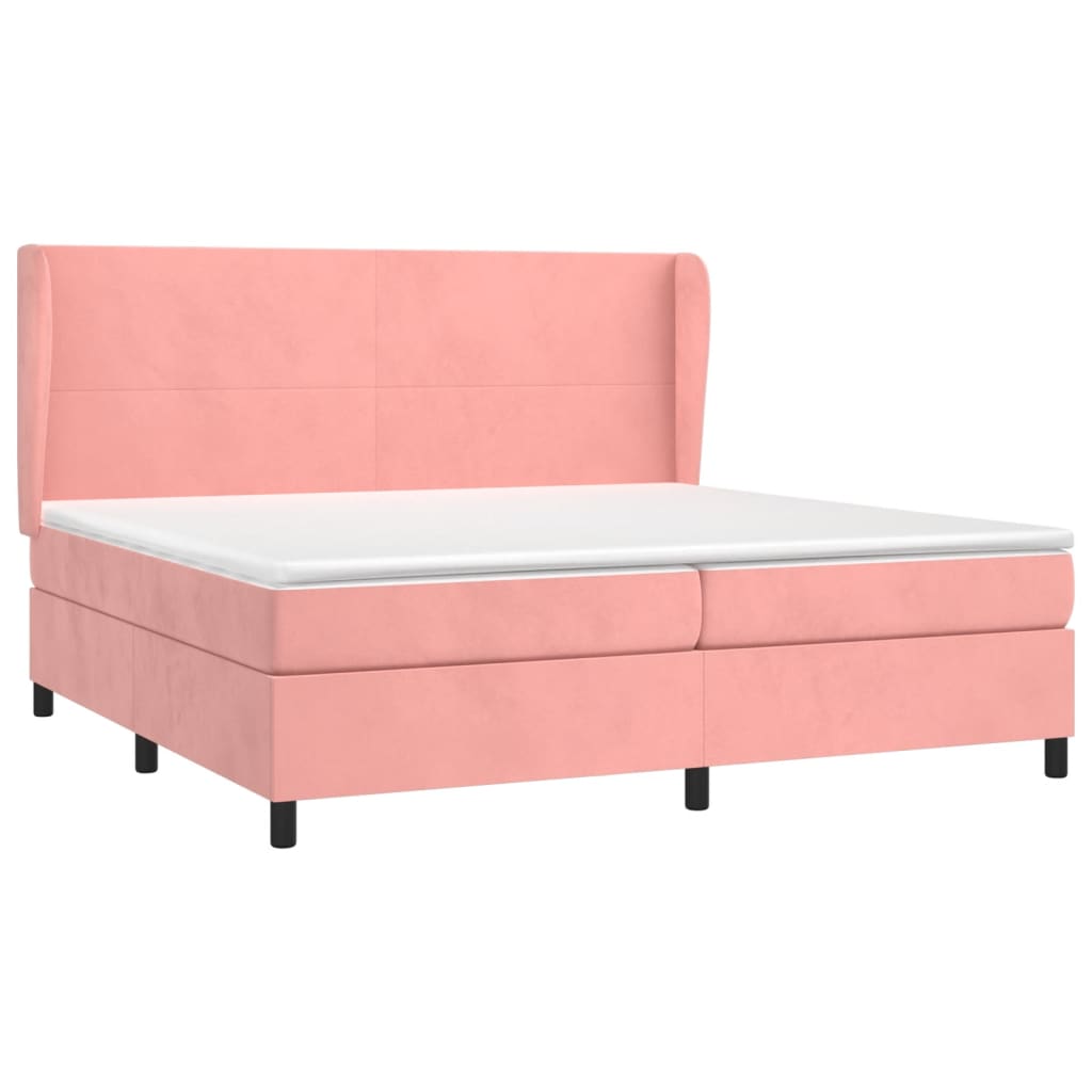 Boxspring met matras fluweel roze 200x200 cm is nu te koop bij PeponiXL, paradijselijk wonen!