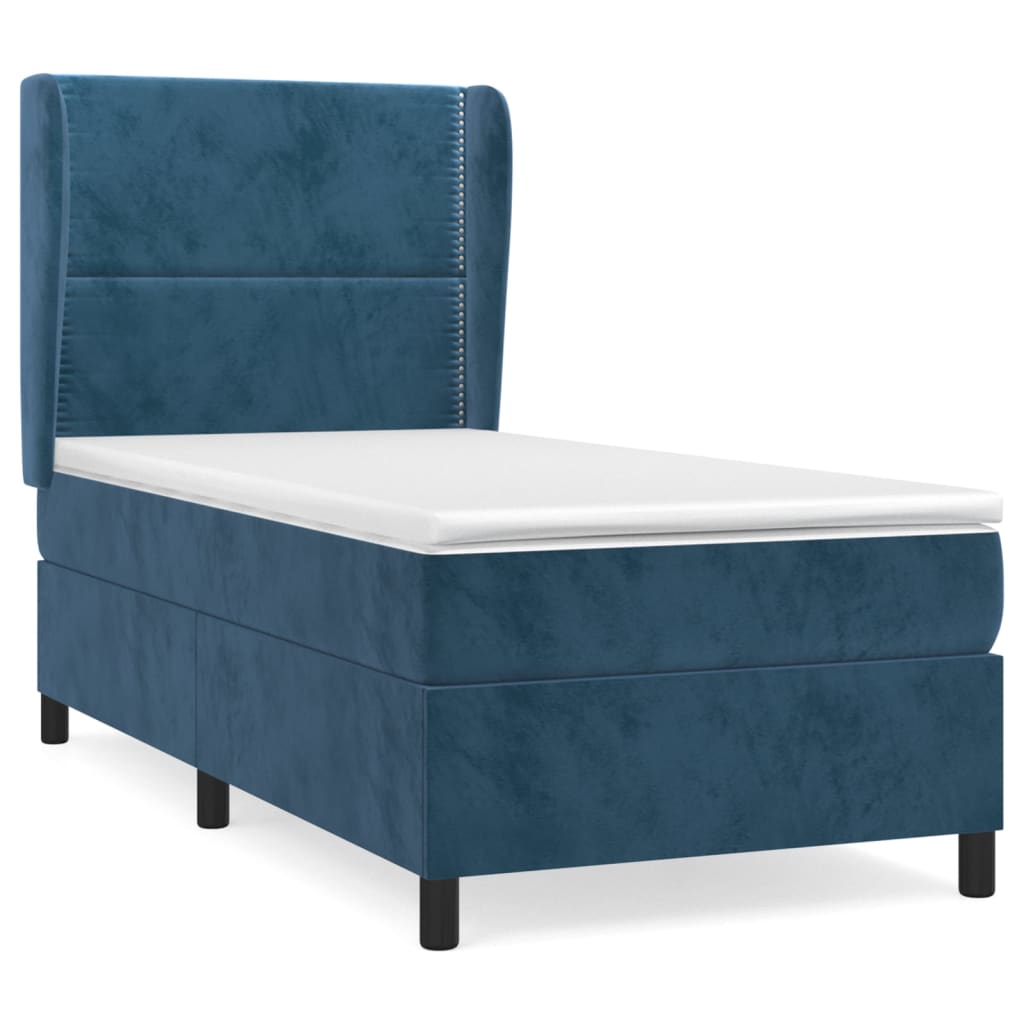 Boxspring met matras fluweel donkerblauw 80x200 cm is nu te koop bij PeponiXL, paradijselijk wonen!