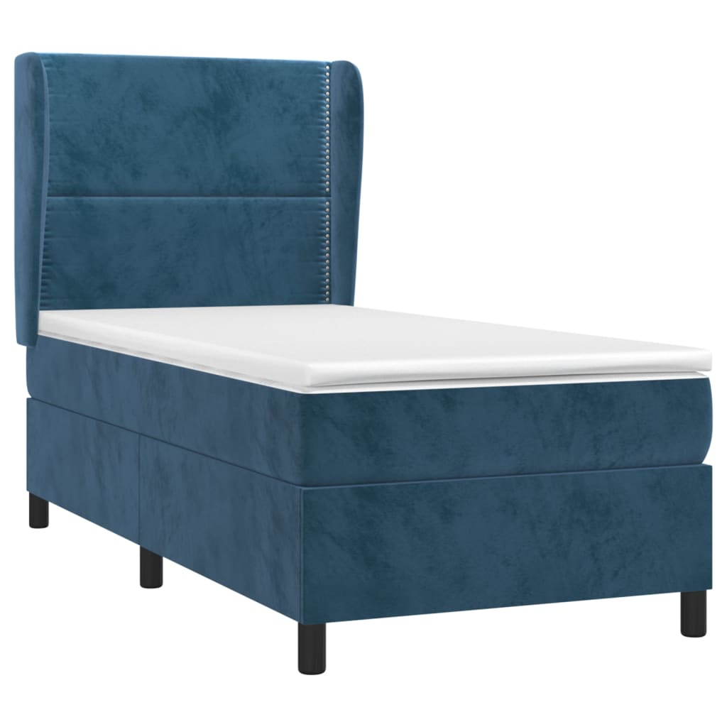 Boxspring met matras fluweel donkerblauw 80x200 cm is nu te koop bij PeponiXL, paradijselijk wonen!
