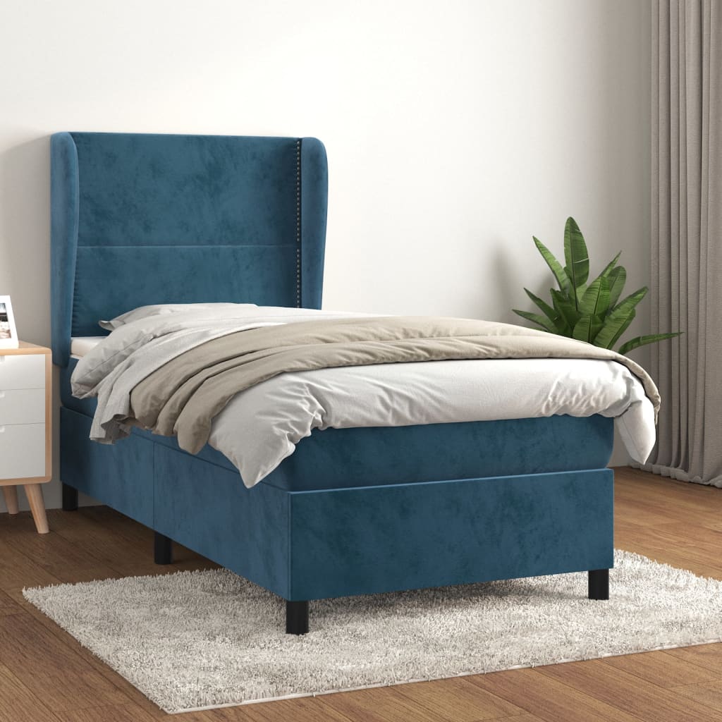 Boxspring met matras fluweel donkerblauw 80x200 cm is nu te koop bij PeponiXL, paradijselijk wonen!