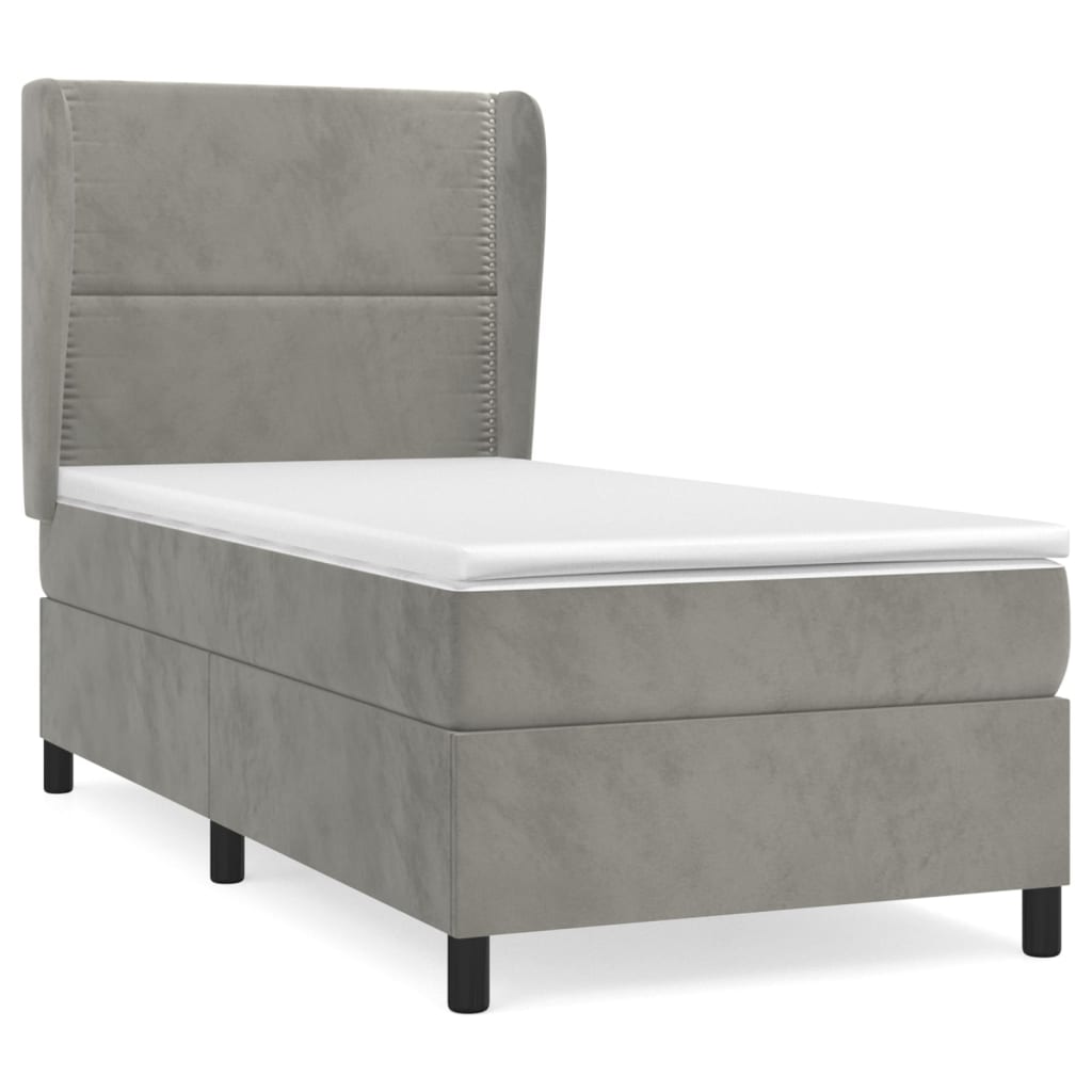 Boxspring met matras fluweel lichtgrijs 100x200 cm is nu te koop bij PeponiXL, paradijselijk wonen!
