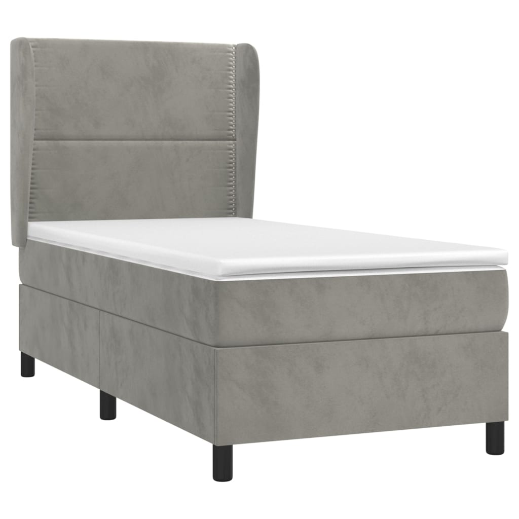 Boxspring met matras fluweel lichtgrijs 100x200 cm is nu te koop bij PeponiXL, paradijselijk wonen!