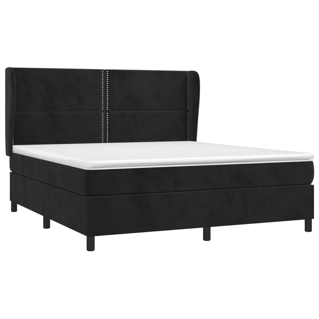 Boxspring met matras fluweel zwart 180x200 cm is nu te koop bij PeponiXL, paradijselijk wonen!