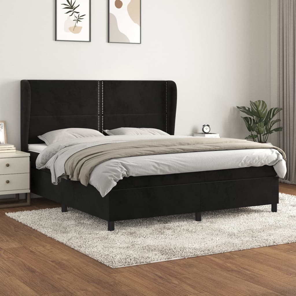 Boxspring met matras fluweel zwart 180x200 cm is nu te koop bij PeponiXL, paradijselijk wonen!