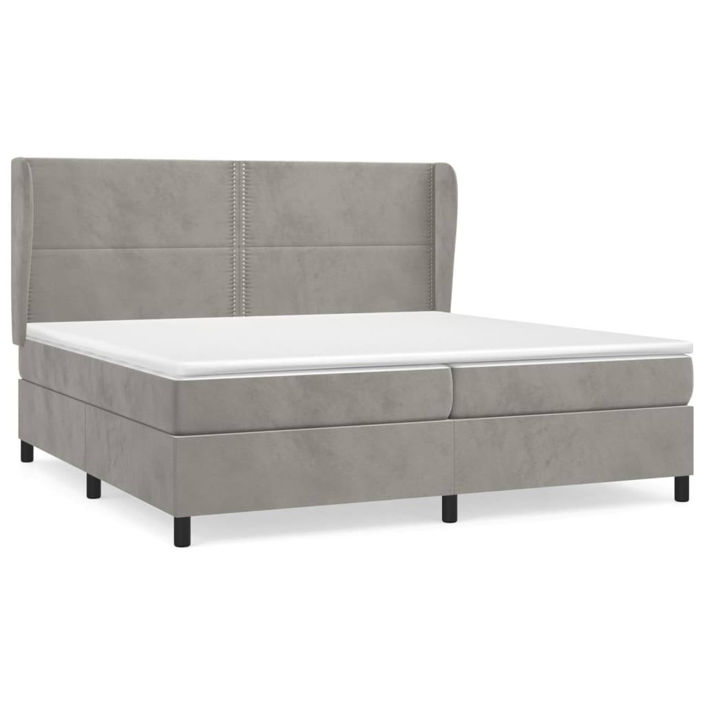 Boxspring met matras fluweel lichtgrijs 200x200 cm is nu te koop bij PeponiXL, paradijselijk wonen!