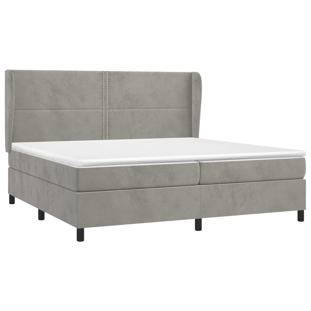 Boxspring met matras fluweel lichtgrijs 200x200 cm is nu te koop bij PeponiXL, paradijselijk wonen!